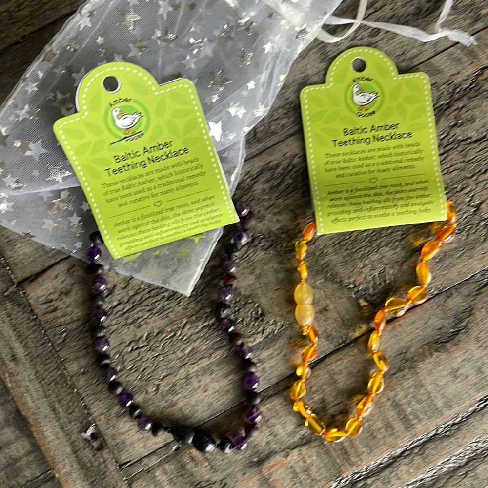 BNIB amber teething necklaces x2
